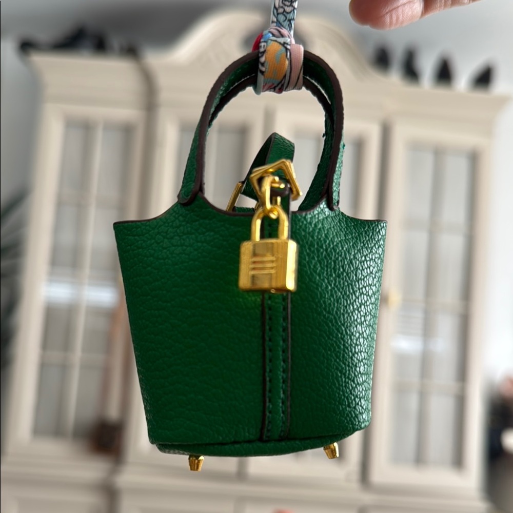 Green Leather Mini Tote Bag